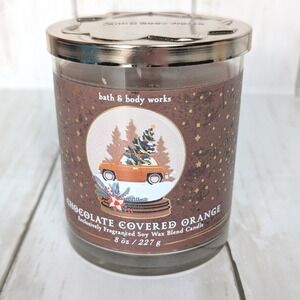 Bath & Body Works Candle 8 oz Chocolate Covered Orange Single Wick Soy Wax Blend